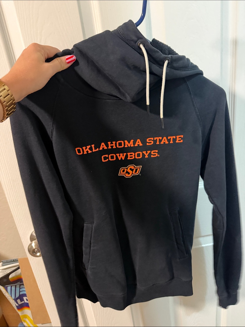 Nike Women's Black Hoodie with Orange Oklahoma State Logo
